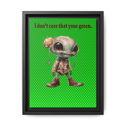 I don't care that your green - framed canvas art (logo green)