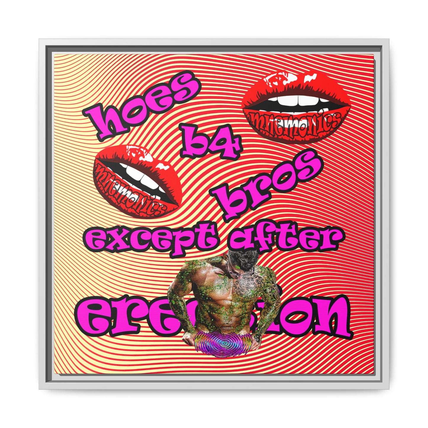 hoes b4 bros - framed canvas art (yellow-orange wave)