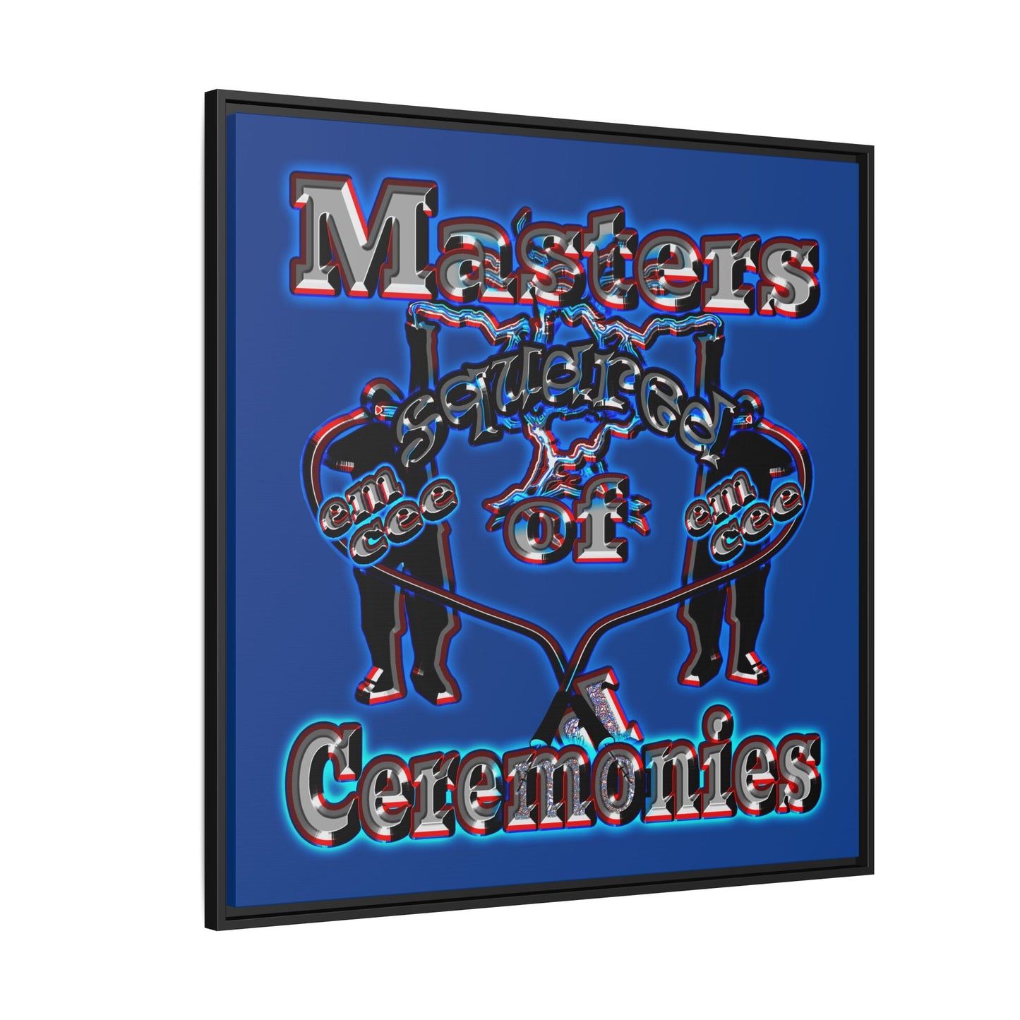 em cee squared - framed canvas art (dark blue)