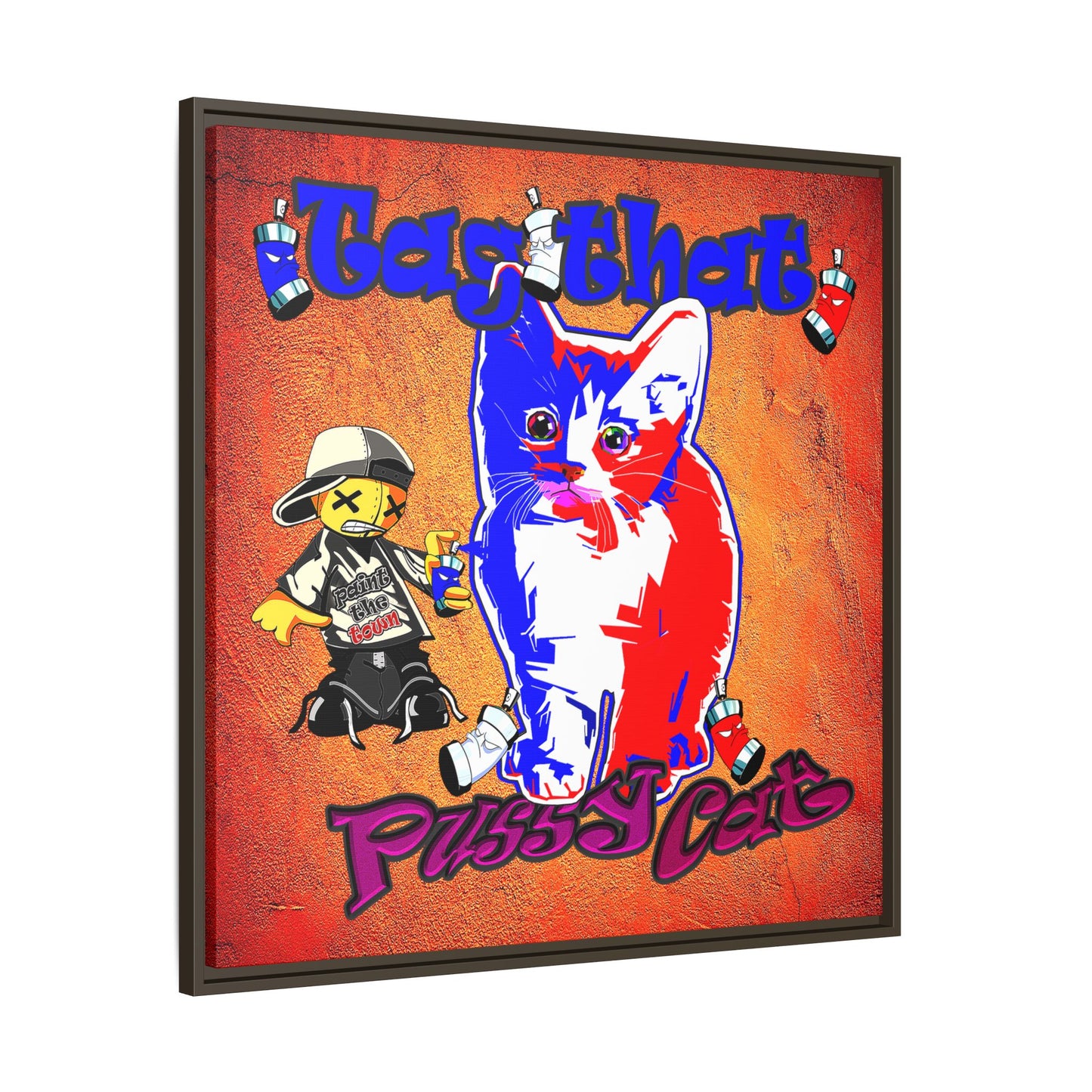 tag that - framed canvas art (burnt orange)