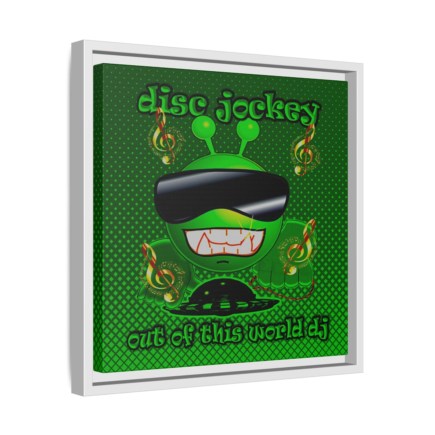 disc jockey - framed canvas art (logo green)