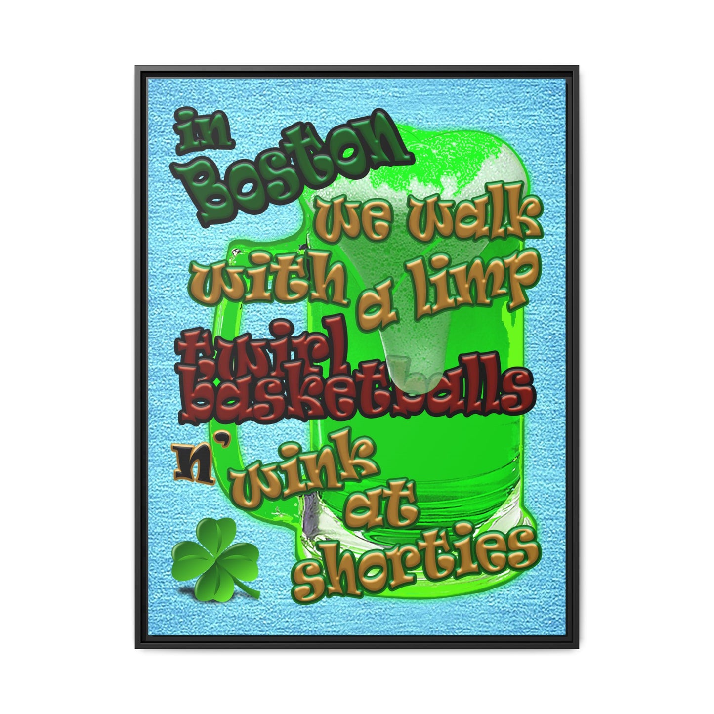 celtics logo - framed canvas art (faded blue)