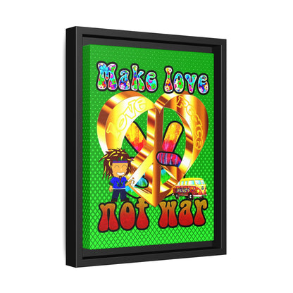 love peace - framed canvas art (logo green)