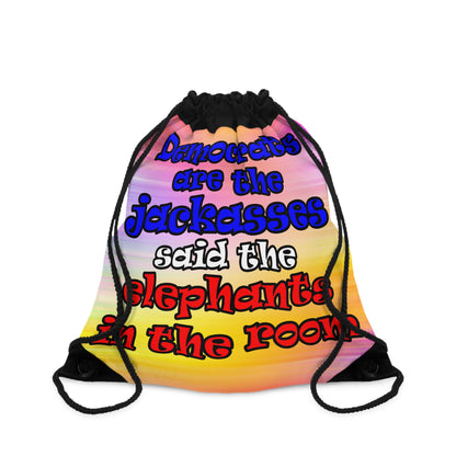 donkeys and elephants - Drawstring Bag (color blur)