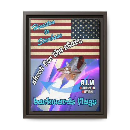 shoot for the stars - framed canvas art (grey-pink wave)