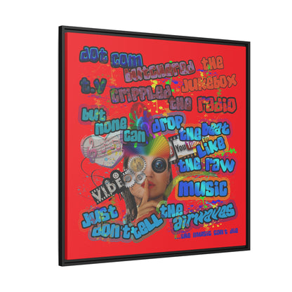 drop the beat - framed canvas art (red)