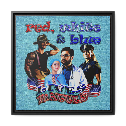 rw&b lives matter - framed canvas art (faded blue)