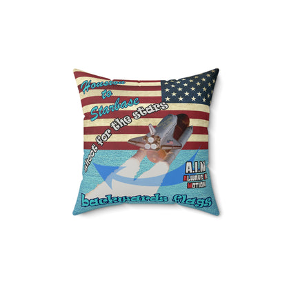 shoot for the stars - Faux Suede Square Pillow - (faded blue)