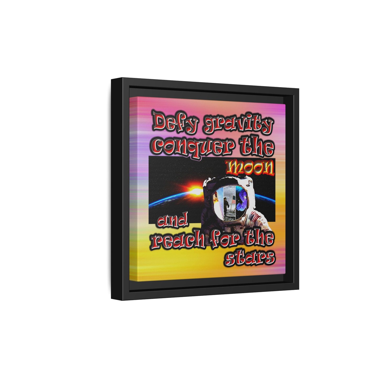 defy conquer reach - framed canvas art (color blur)