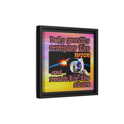 defy conquer reach - framed canvas art (color blur)