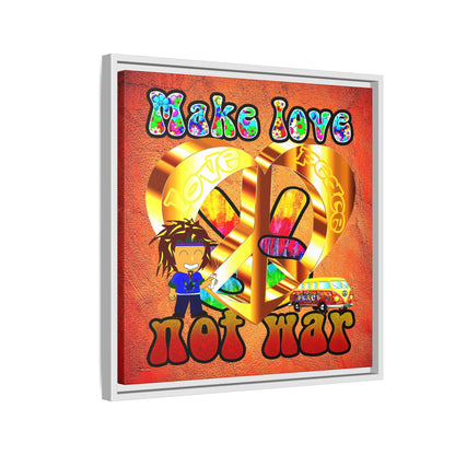 love peace - framed canvas art (burnt orange)