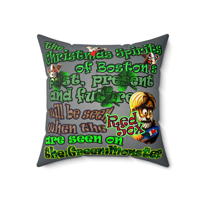 christmas spirits of boston - Faux Suede Square Pillow - (grey-light grey)