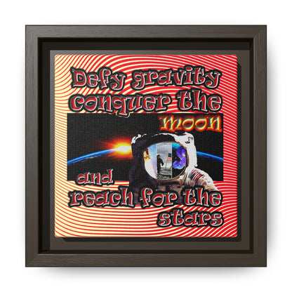 defy conquer reach - framed canvas art (yellow-orange wave)