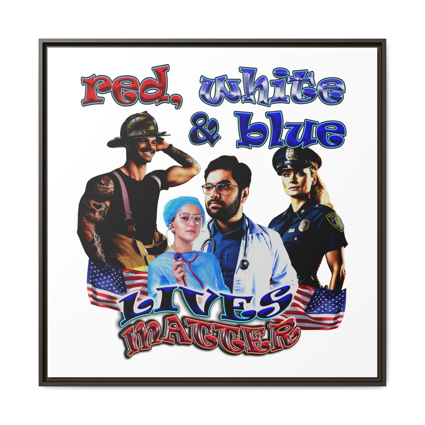 rw&b lives matter - framed canvas art (white)