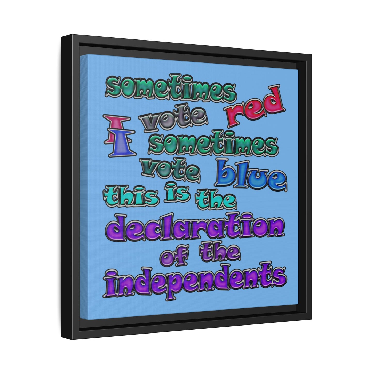 declaration of the independents - framed canvas art (light blue)