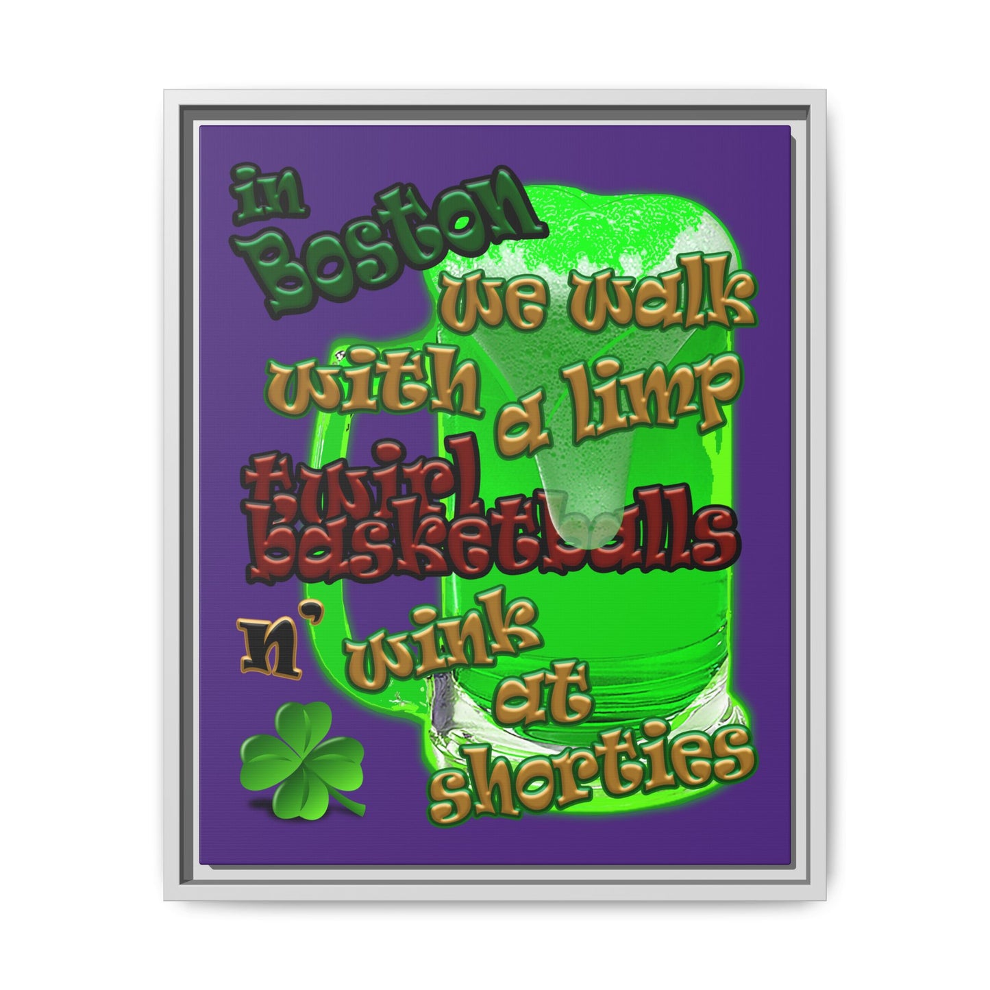 celtics logo - framed canvas art (purple)