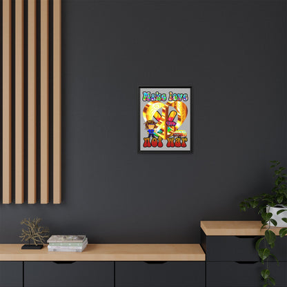 love peace - framed canvas art (light grey)