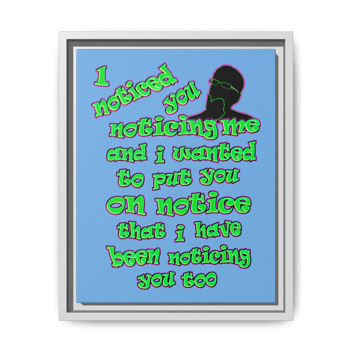 noticed you noticing - framed canvas art (light blue)