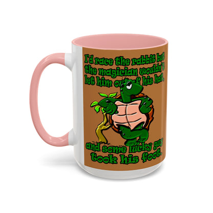 turtle race - Accent Mug (light brown)