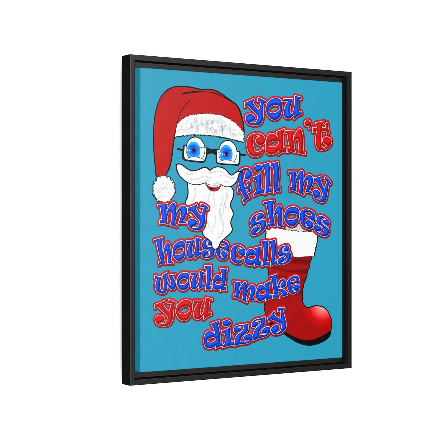 santa's shoes - framed canvas art (turquoise)