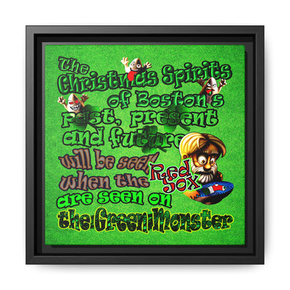 christmas spirits of boston - framed canvas art (green turf)