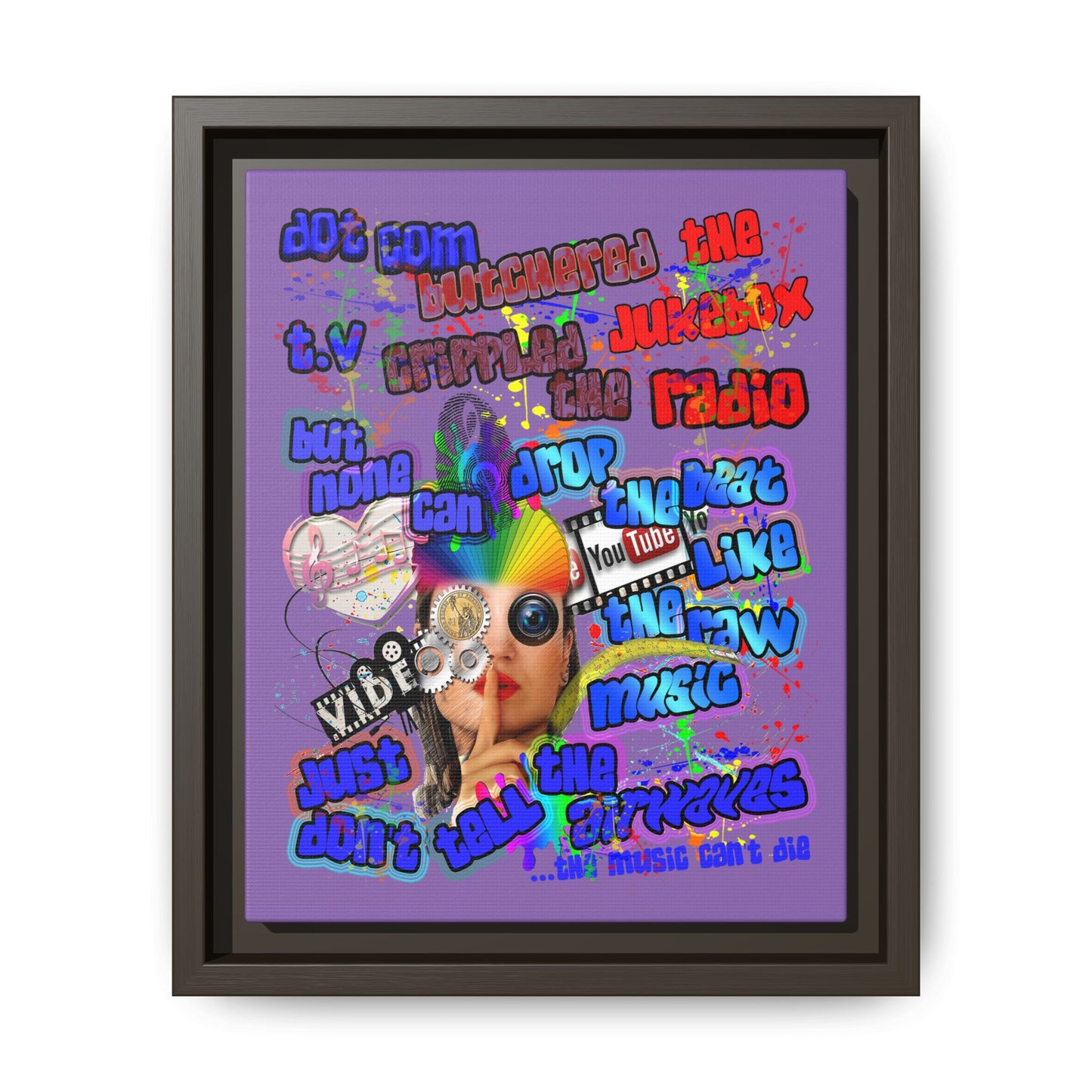 drop the beat - framed canvas art (light purple)