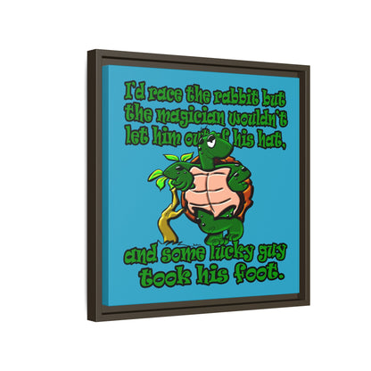 turtle race - framed canvas art (turquoise)
