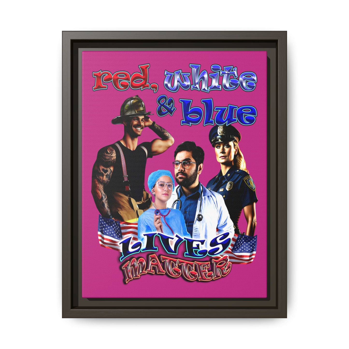 rw&b lives matter - framed canvas art (pink)