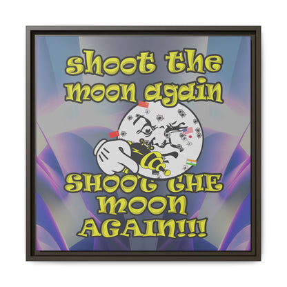 shoot the moon again - framed canvas art (grey-pink wave)