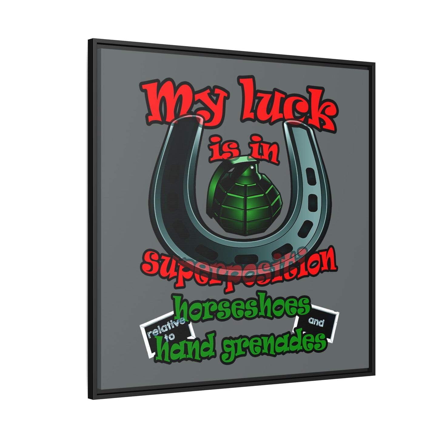 my luck - framed canvas art (dark grey)