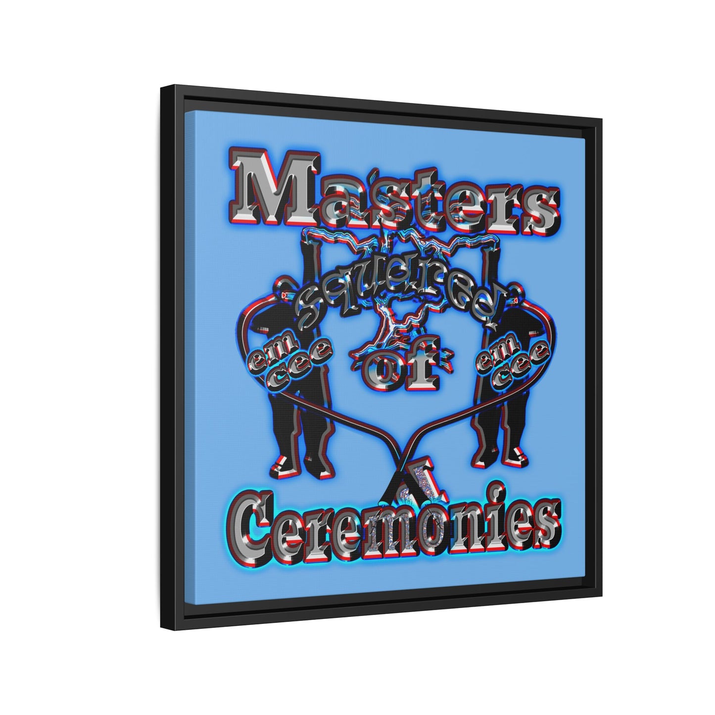 em cee squared - framed canvas art (light blue)
