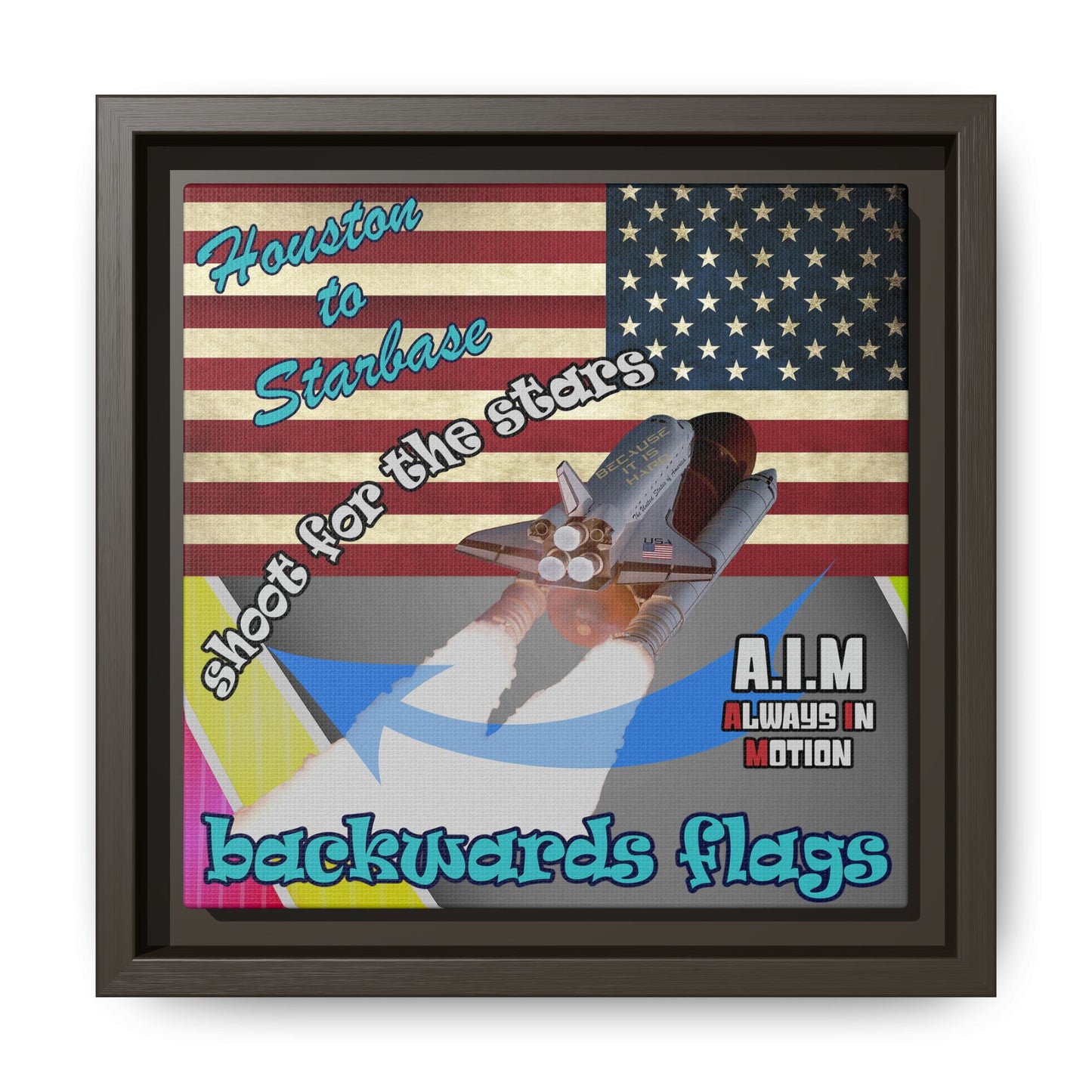 shoot for the stars - framed canvas art (rainbow split)
