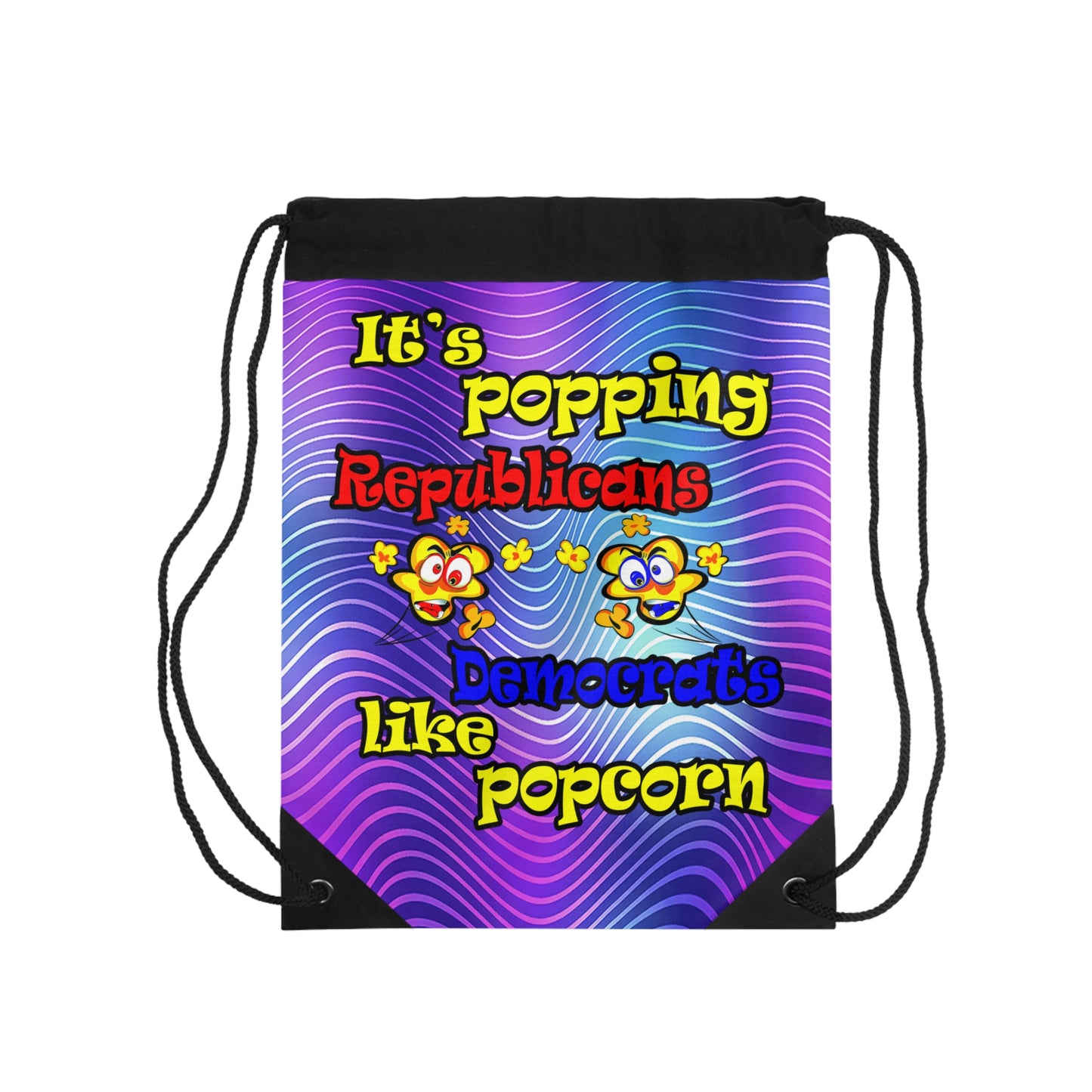 popping like popcorn - Drawstring Bag (purple wave)