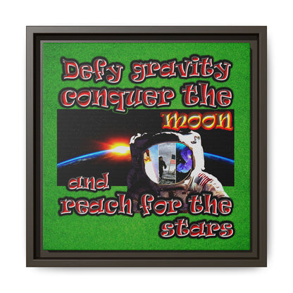 defy conquer reach - framed canvas art (green turf)