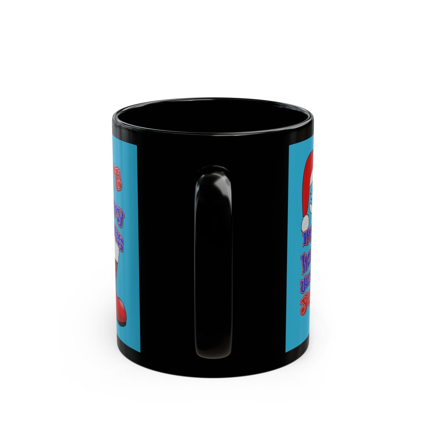 santa's shoes - Black Mug (turquoise)