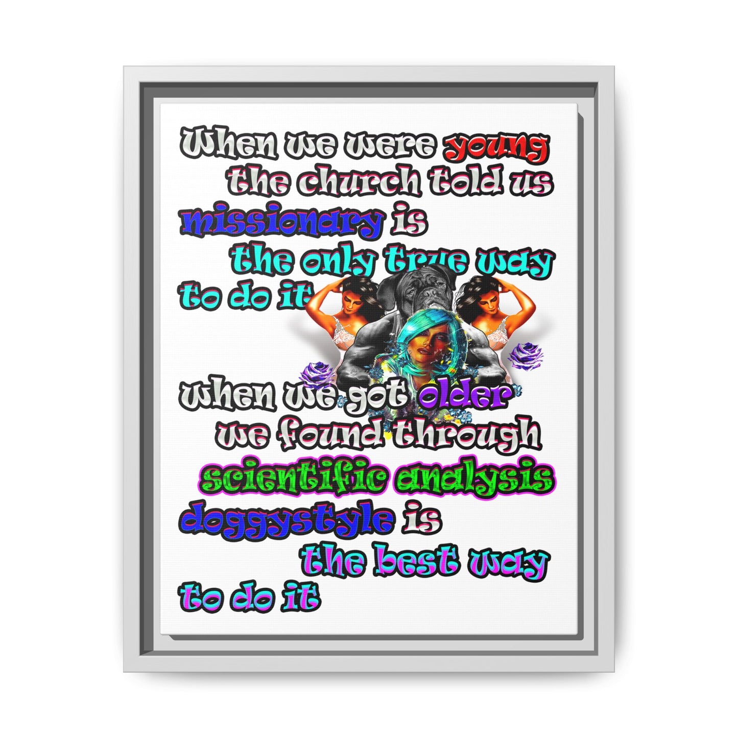 doggystyle - framed canvas art (white)