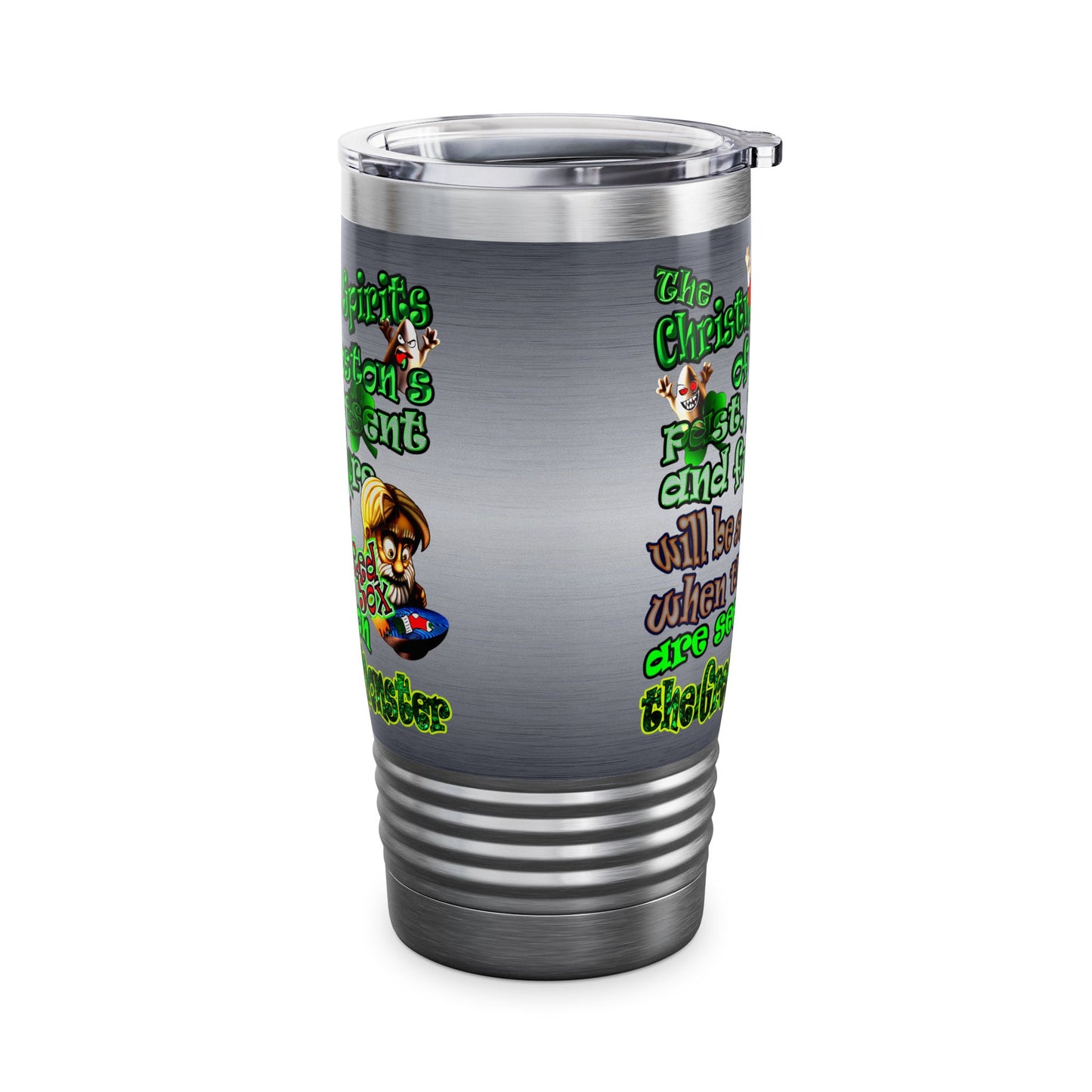 christmas spirits of boston - Ringneck Tumbler, 20oz (brushed nickel)