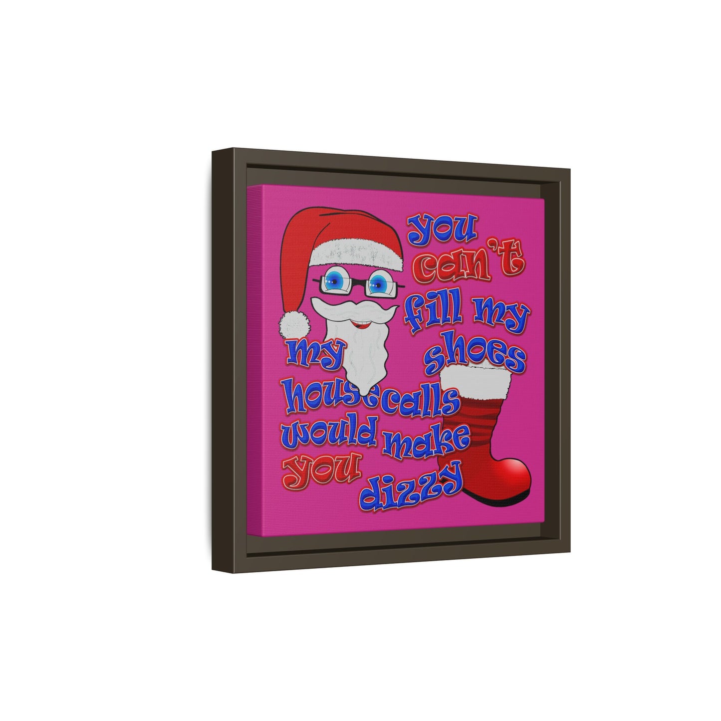 santa's shoes - framed canvas art (pink)