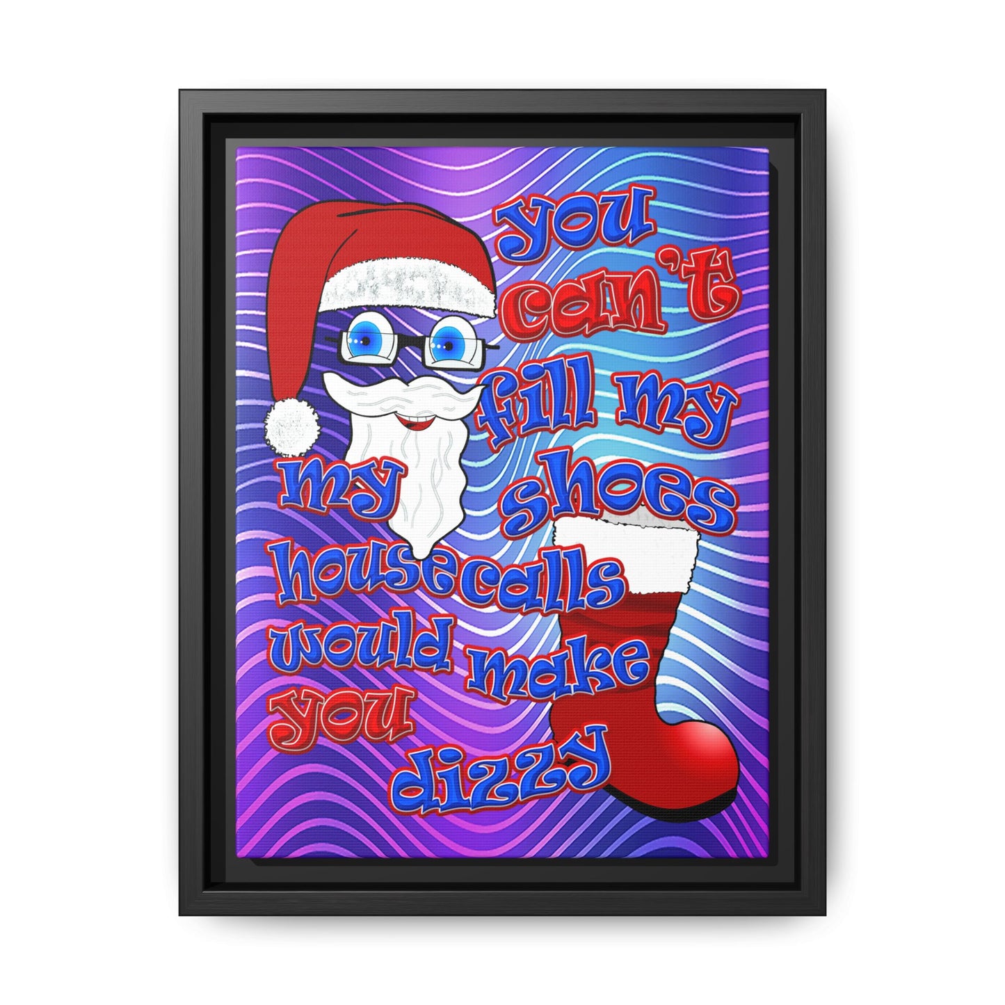 santa's shoes - framed canvas art (purple wave)