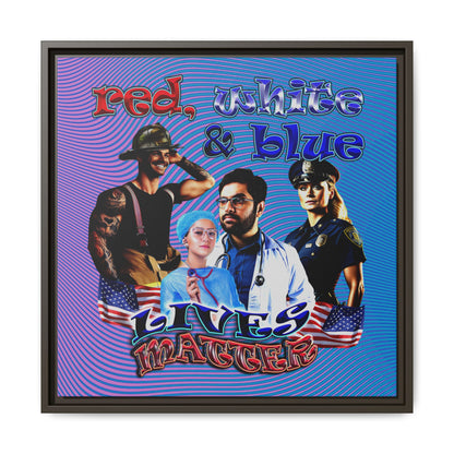 rw&b lives matter - framed canvas art (light blue-purple wave)