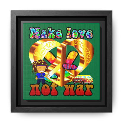 love peace - framed canvas art (dark green)