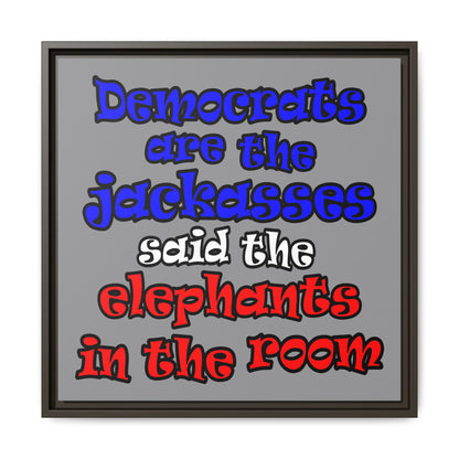 donkeys and elephants - framed canvas art (grey)