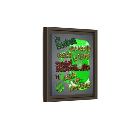 celtics logo - framed canvas art (grey-light grey)