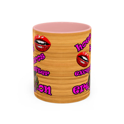 hoes b4 bros - Accent Mug (butterscotch wood finish)