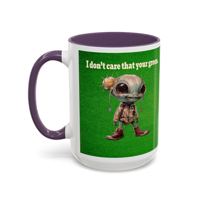 I don't care that your grey - Accent Mug (green turf)