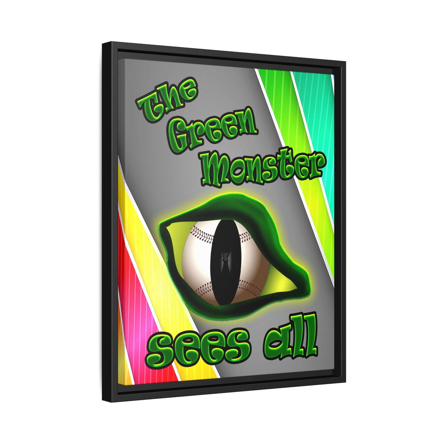 green monster - framed canvas art (rainbow split)