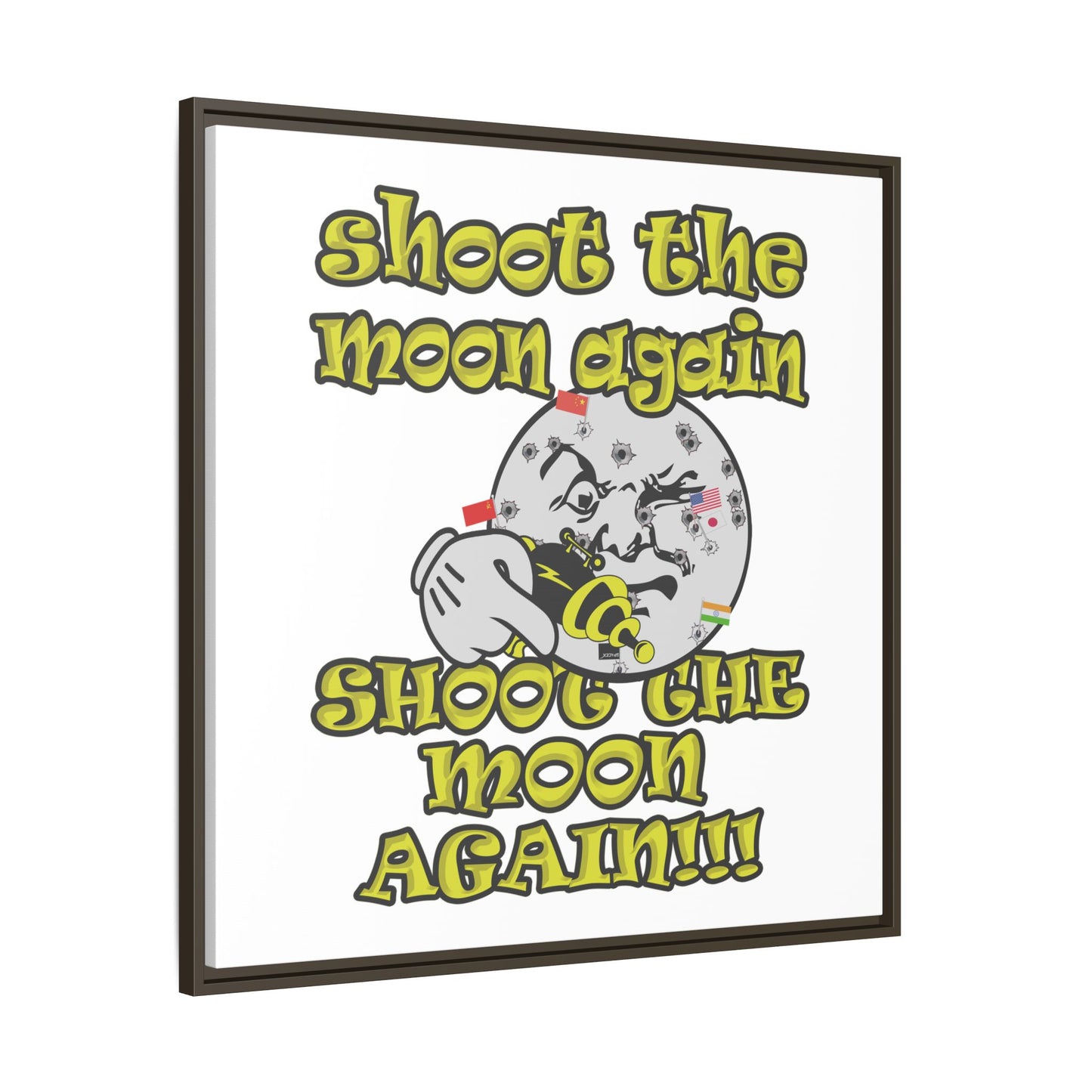 shoot the moon again - framed canvas art (white)