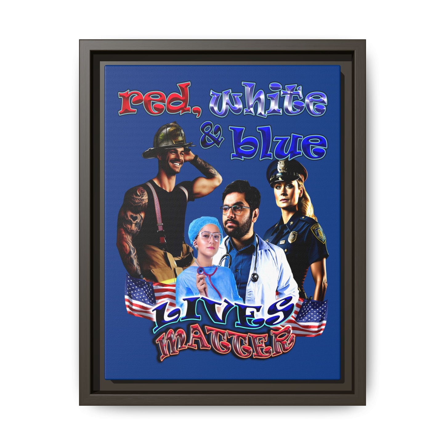 rw&b lives matter - framed canvas art (dark blue)