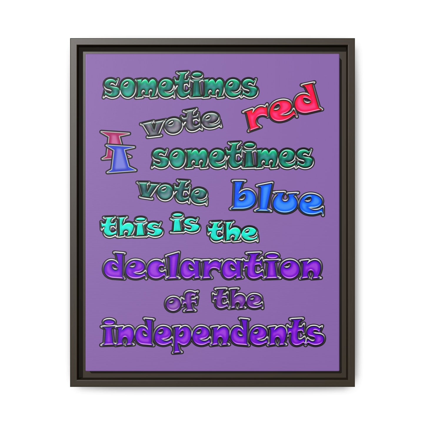 declaration of the independents - framed canvas art (light purple)
