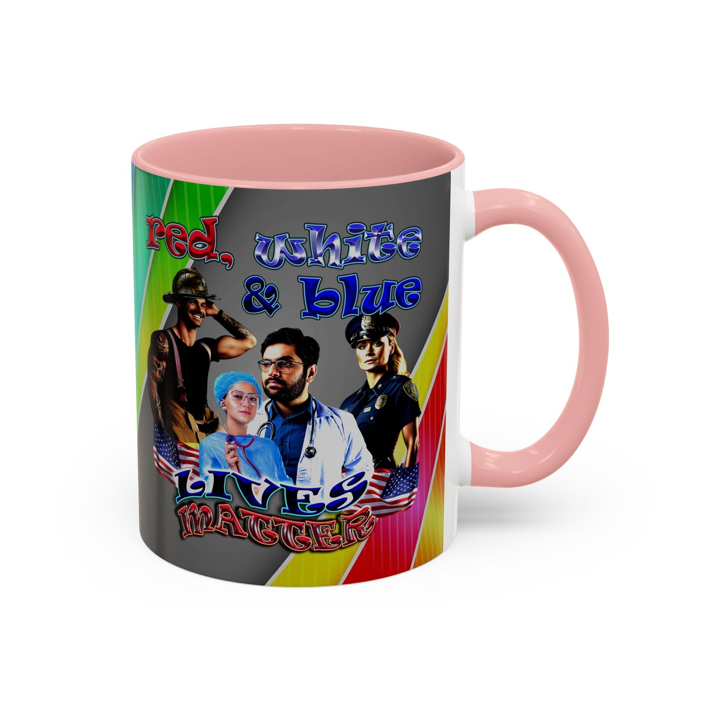rw&b lives matter - Accent Mug (rainbow split)